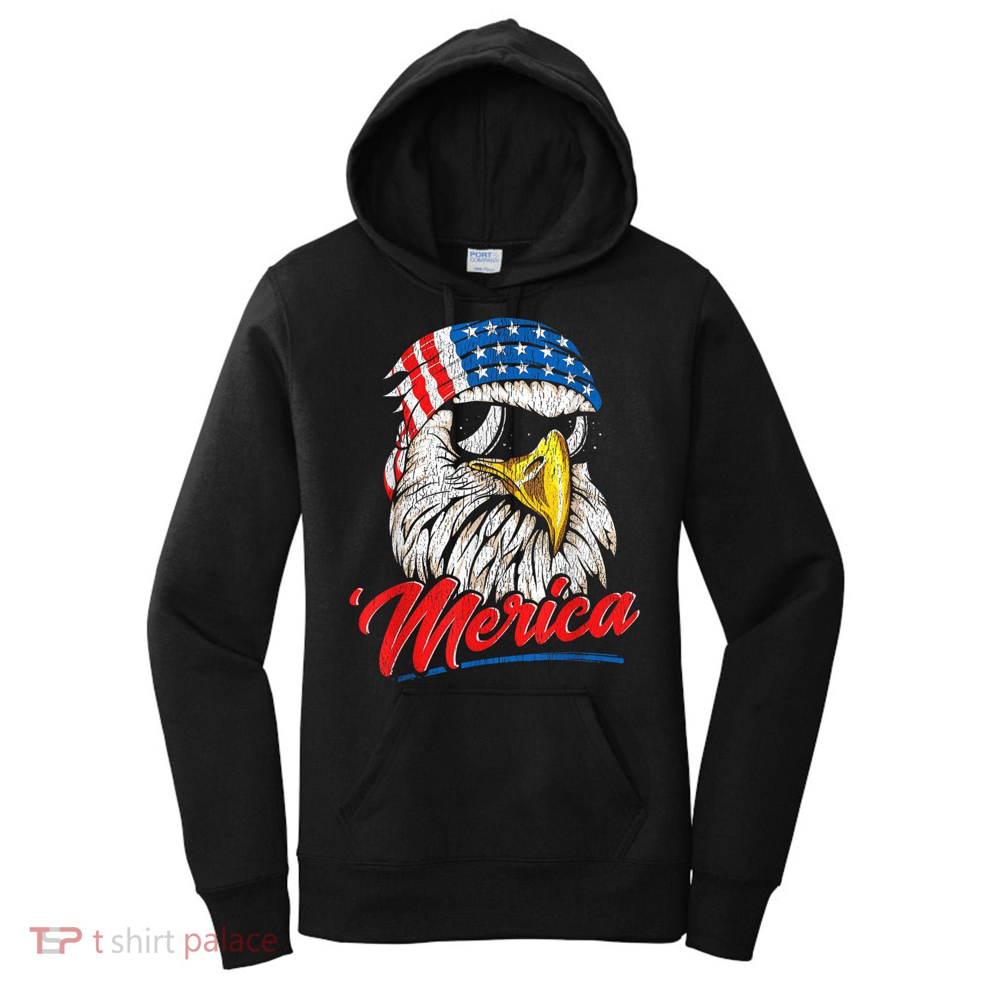 Bald Eagle Proud Patriotic American US Flag 4th Of July Women's Hoodie