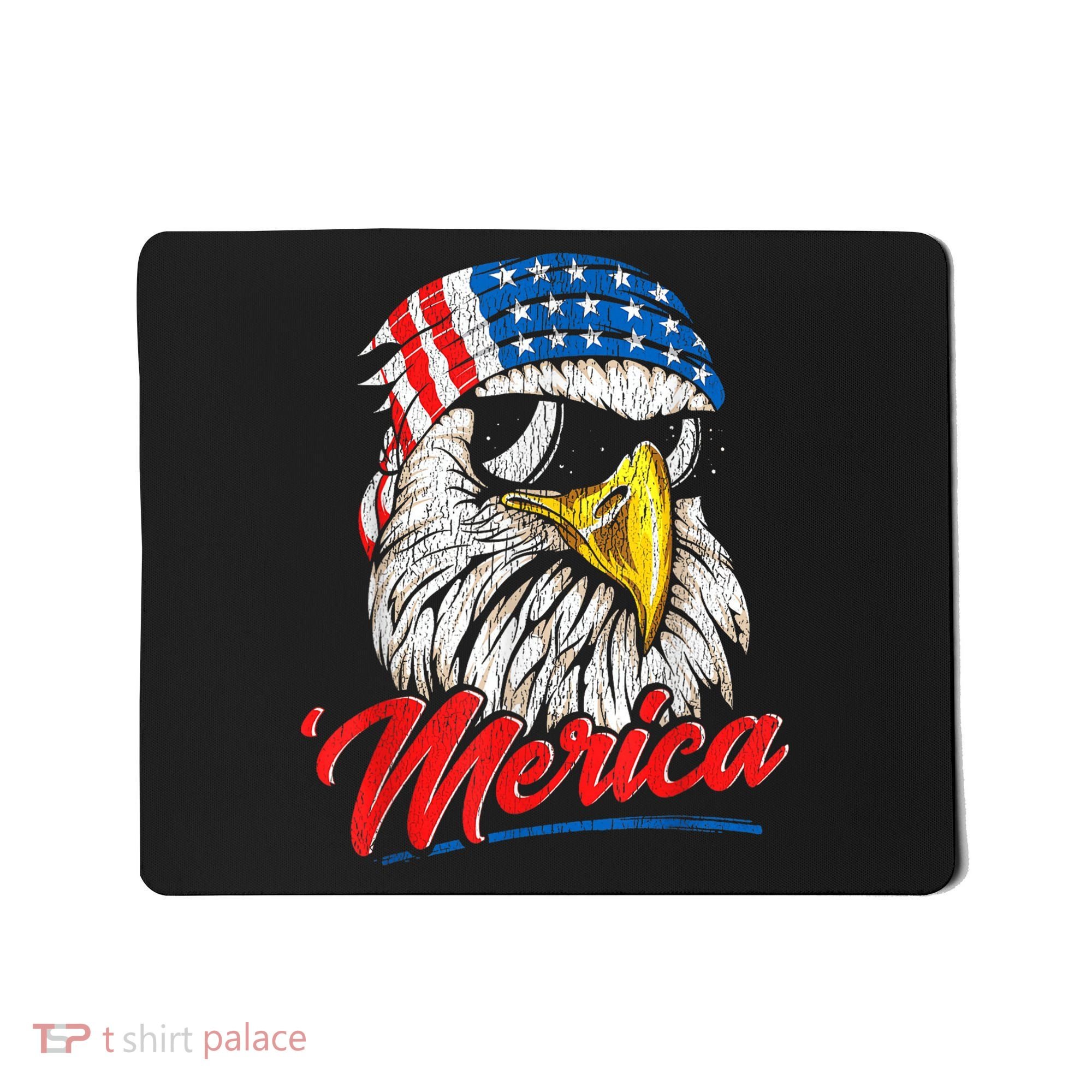 Bald Eagle Proud Patriotic American US Flag 4th Of July Mousepad