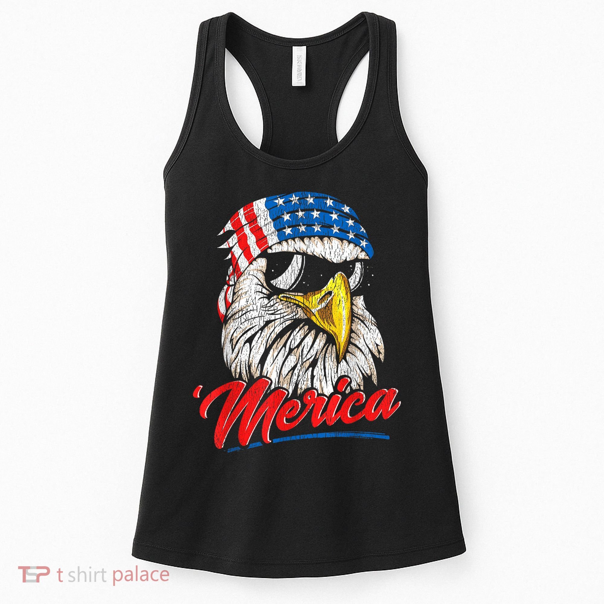 Bald Eagle Proud Patriotic American US Flag 4th Of July Women's Tank Top