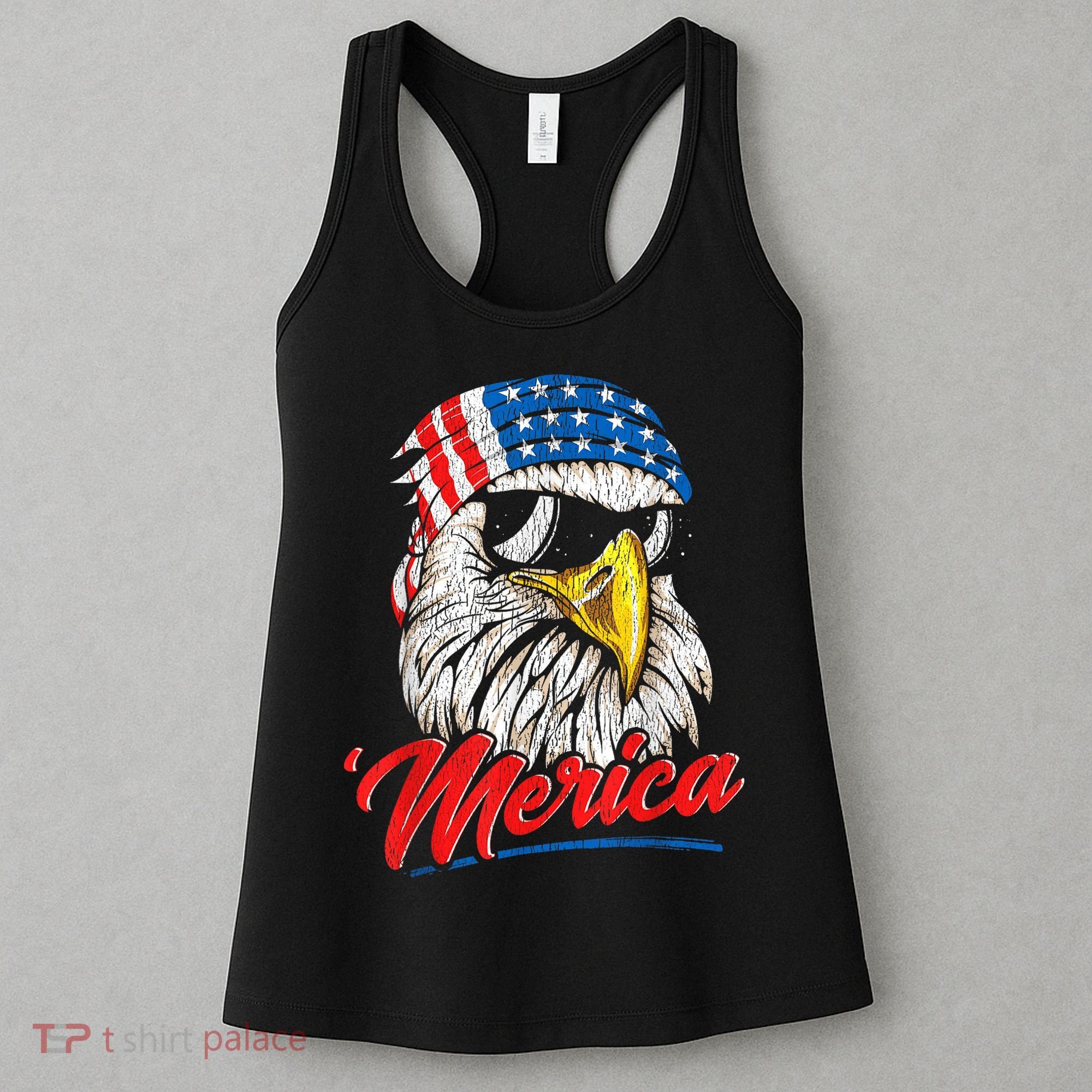 Bald Eagle Proud Patriotic American US Flag 4th Of July Women's Tank Top