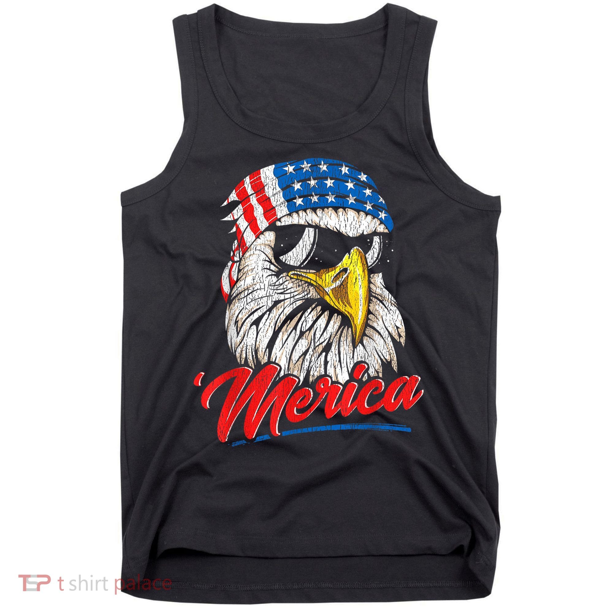 Bald Eagle Proud Patriotic American US Flag 4th Of July Tank Top
