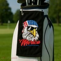 Bald Eagle Proud Patriotic American US Flag 4th Of July Golf Towel thumb 2