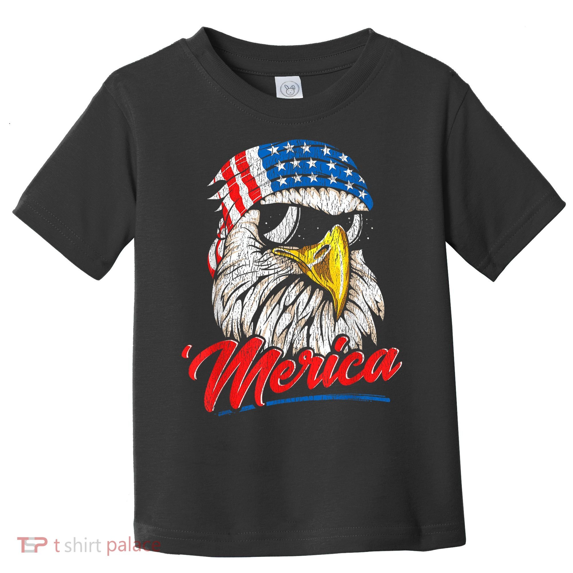 Bald Eagle Proud Patriotic American US Flag 4th Of July Toddler T-Shirt