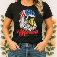 Bald Eagle Proud Patriotic American US Flag 4th Of July Women's T-Shirt thumb 2