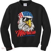 Bald Eagle Proud Patriotic American US Flag 4th Of July Kids Sweatshirt thumb 0