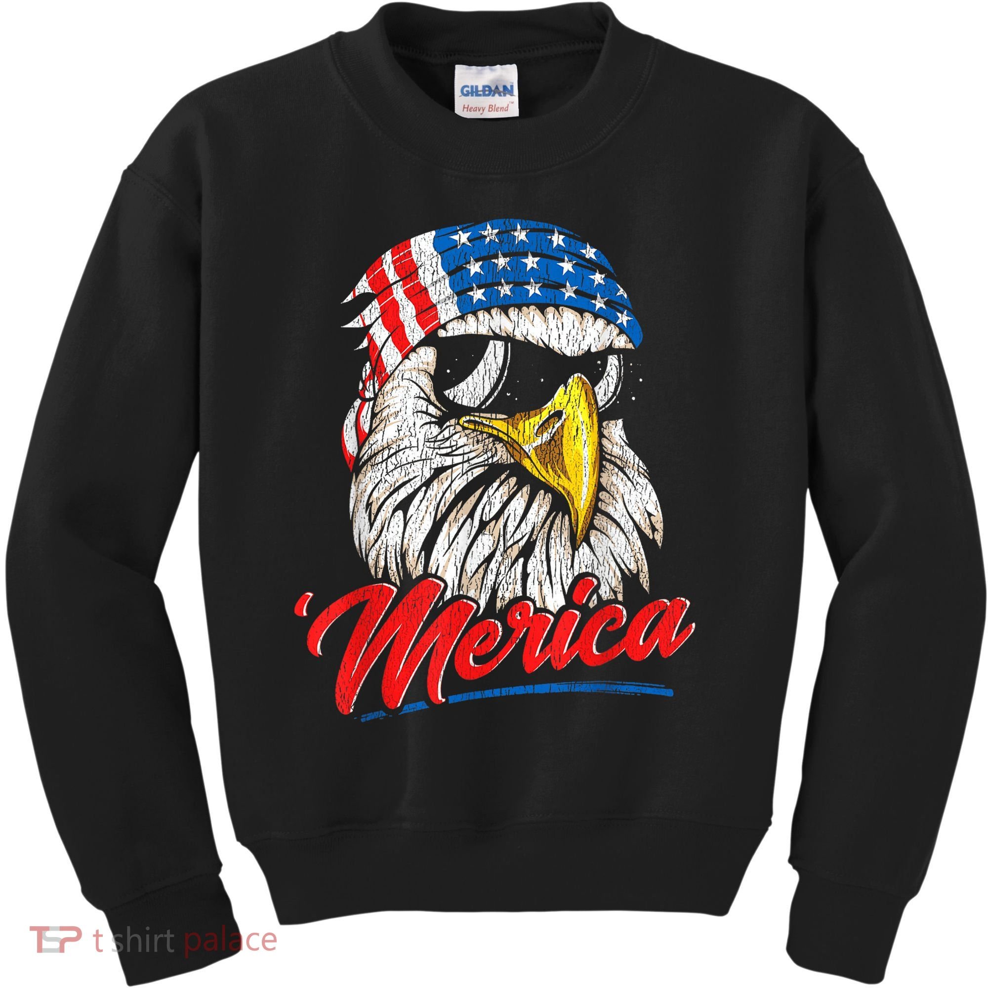 Bald Eagle Proud Patriotic American US Flag 4th Of July Kids Sweatshirt