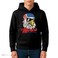 Bald Eagle Proud Patriotic American US Flag 4th Of July Kids Hoodie thumb 4