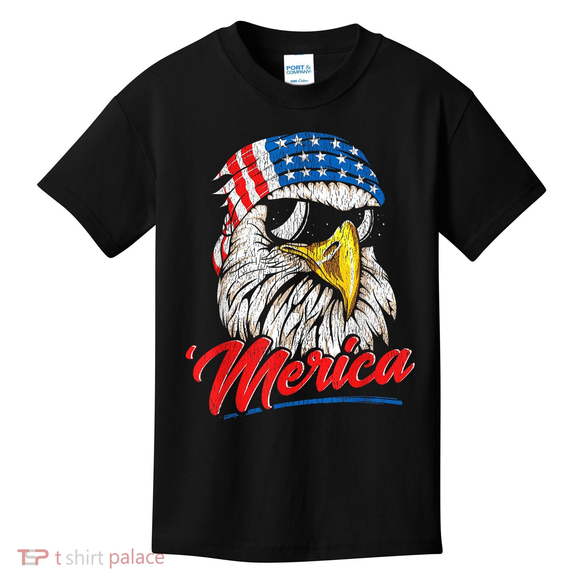 Bald Eagle Proud Patriotic American US Flag 4th Of July Kids T-Shirt