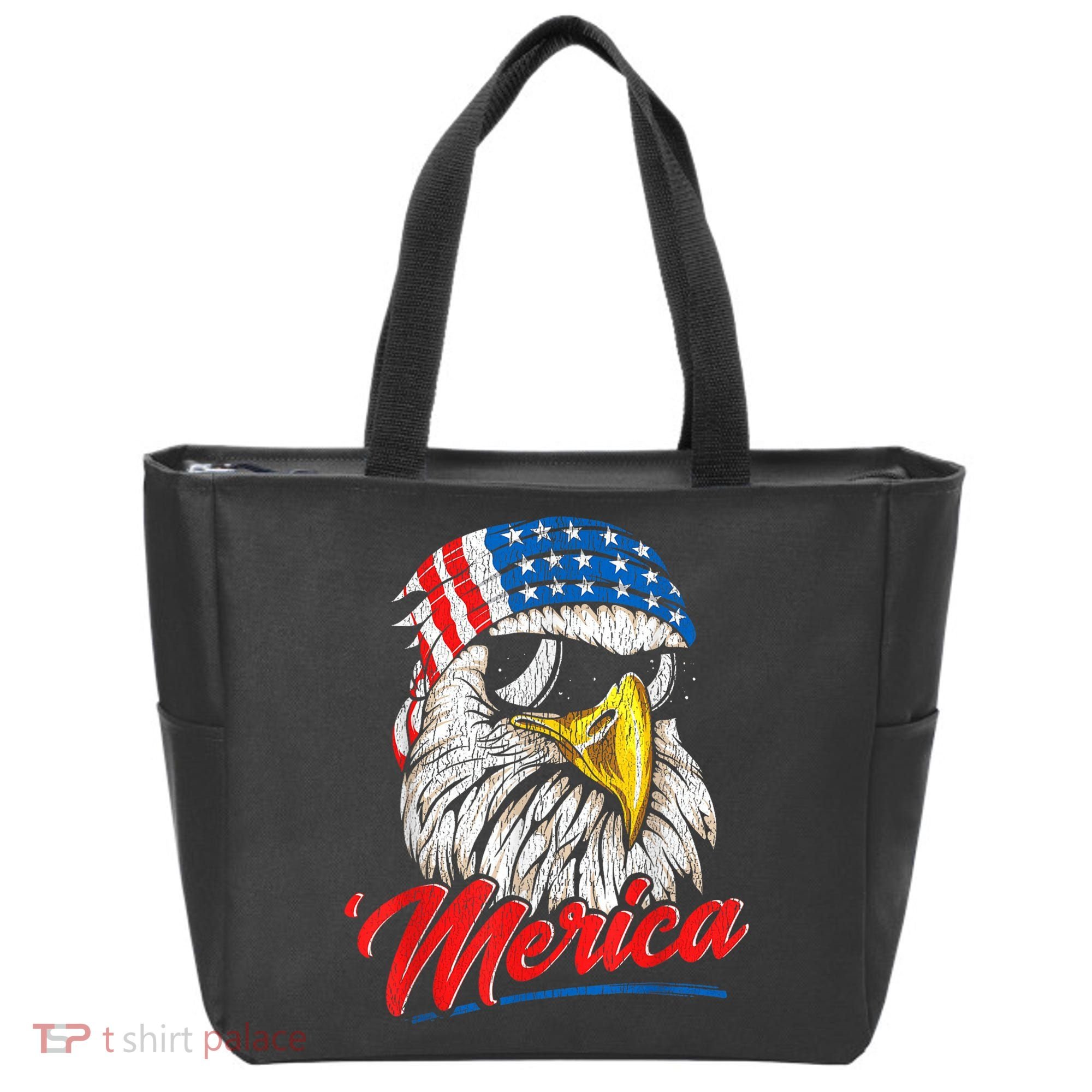 Bald Eagle Proud Patriotic American US Flag 4th Of July Tote Bag