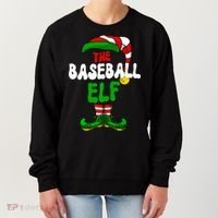 Baseball Elf Pajama Matching Group Christmas Holiday Women's Sweatshirt thumb 0