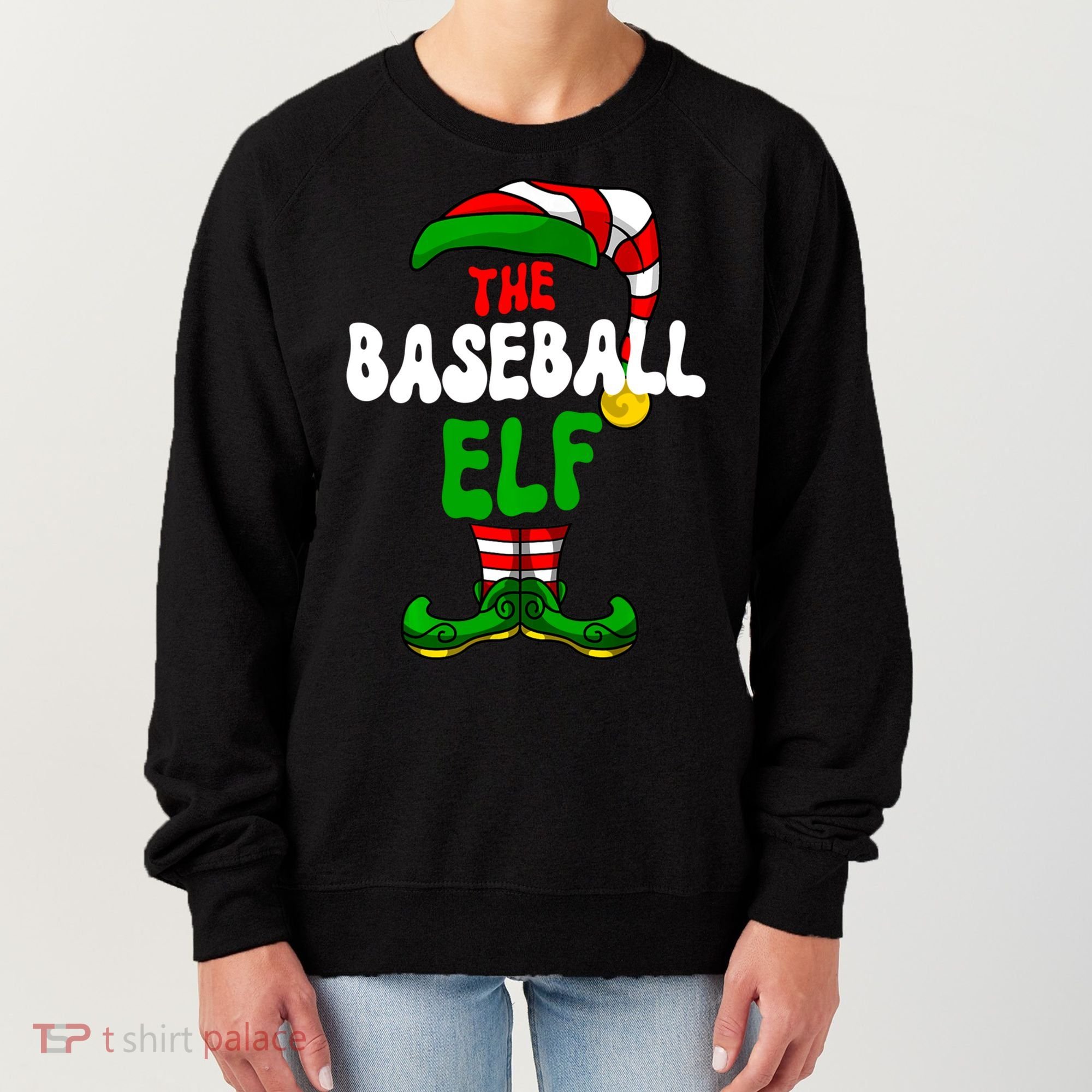 Baseball Elf Pajama Matching Group Christmas Holiday Women's Sweatshirt