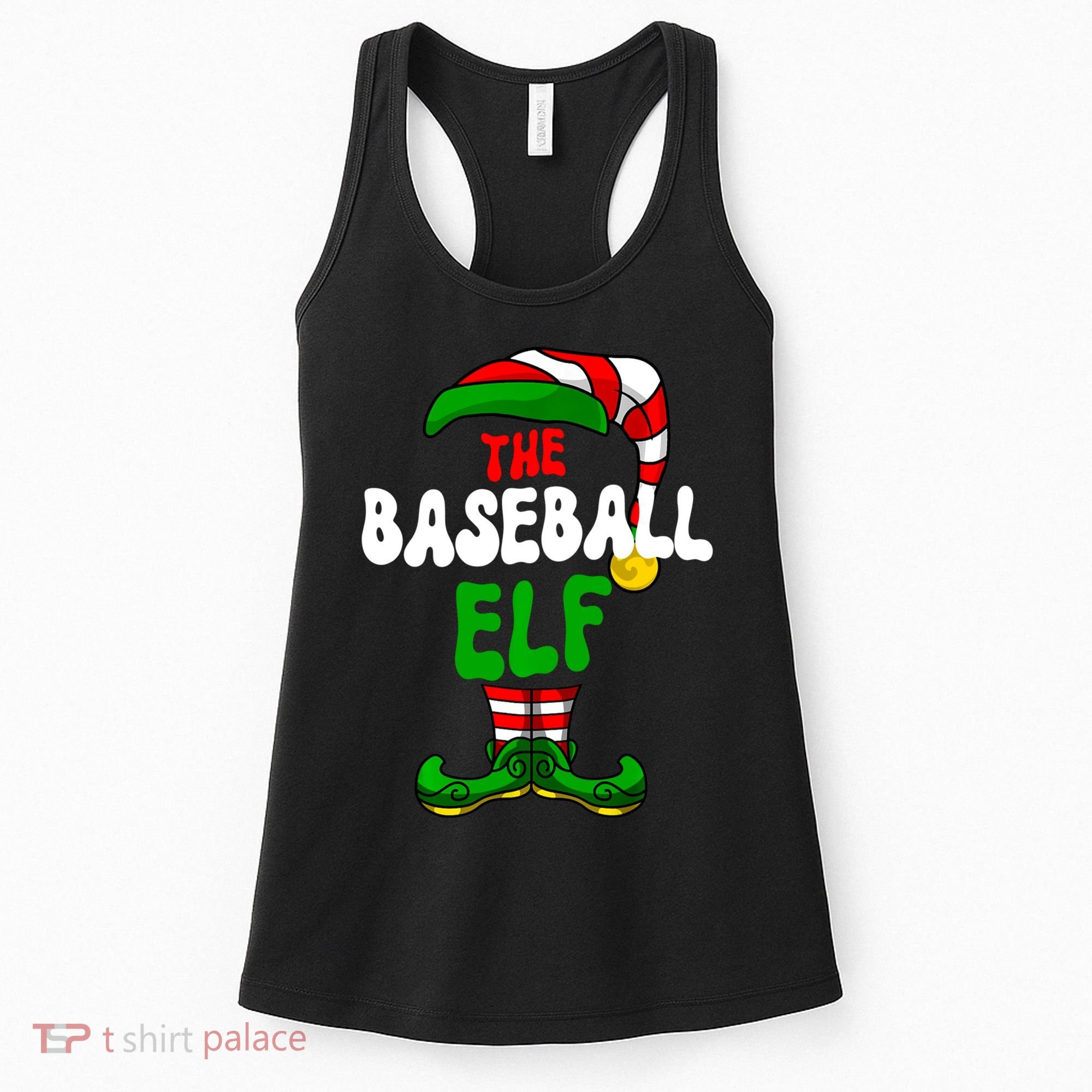 Baseball Elf Pajama Matching Group Christmas Holiday Women's Tank Top