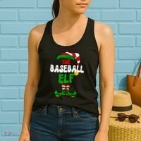 Baseball Elf Pajama Matching Group Christmas Holiday Women's Tank Top thumb 2