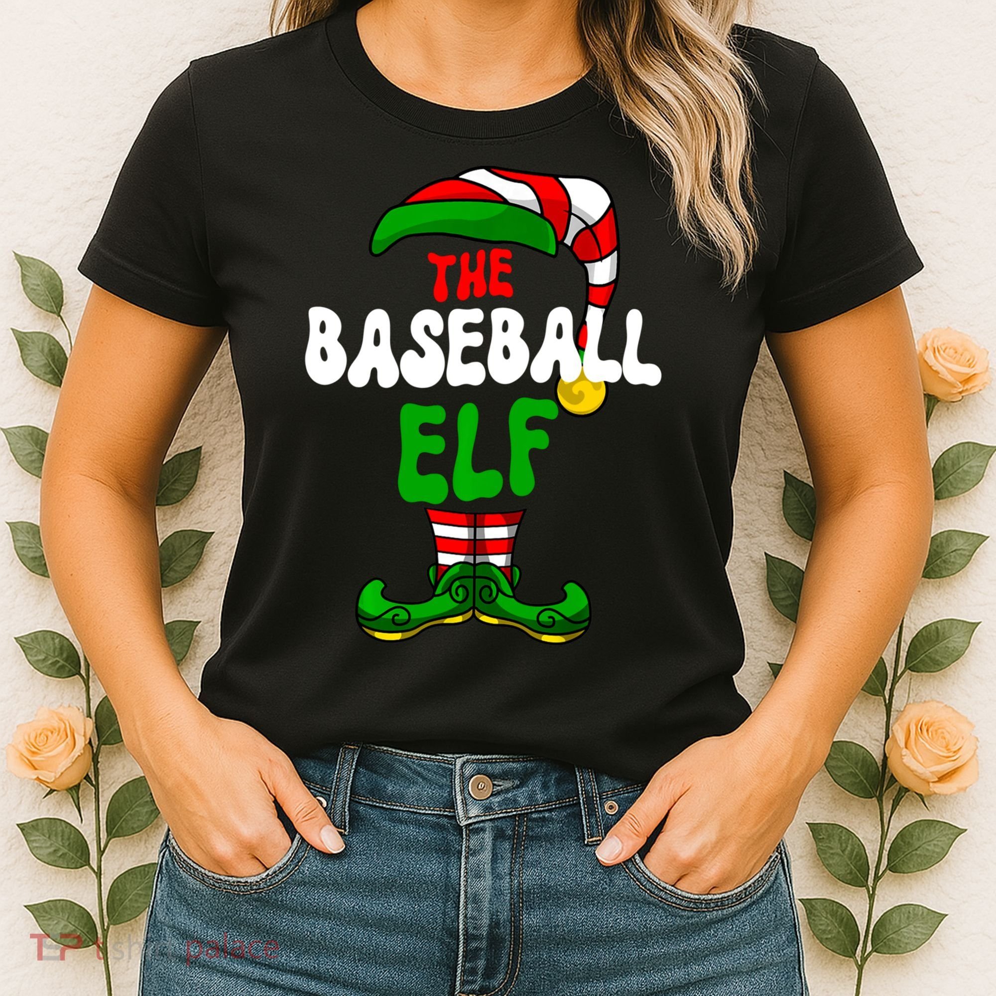 Baseball Elf Pajama Matching Group Christmas Holiday Women's T-Shirt
