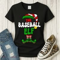Baseball Elf Pajama Matching Group Christmas Holiday Women's T-Shirt thumb 3