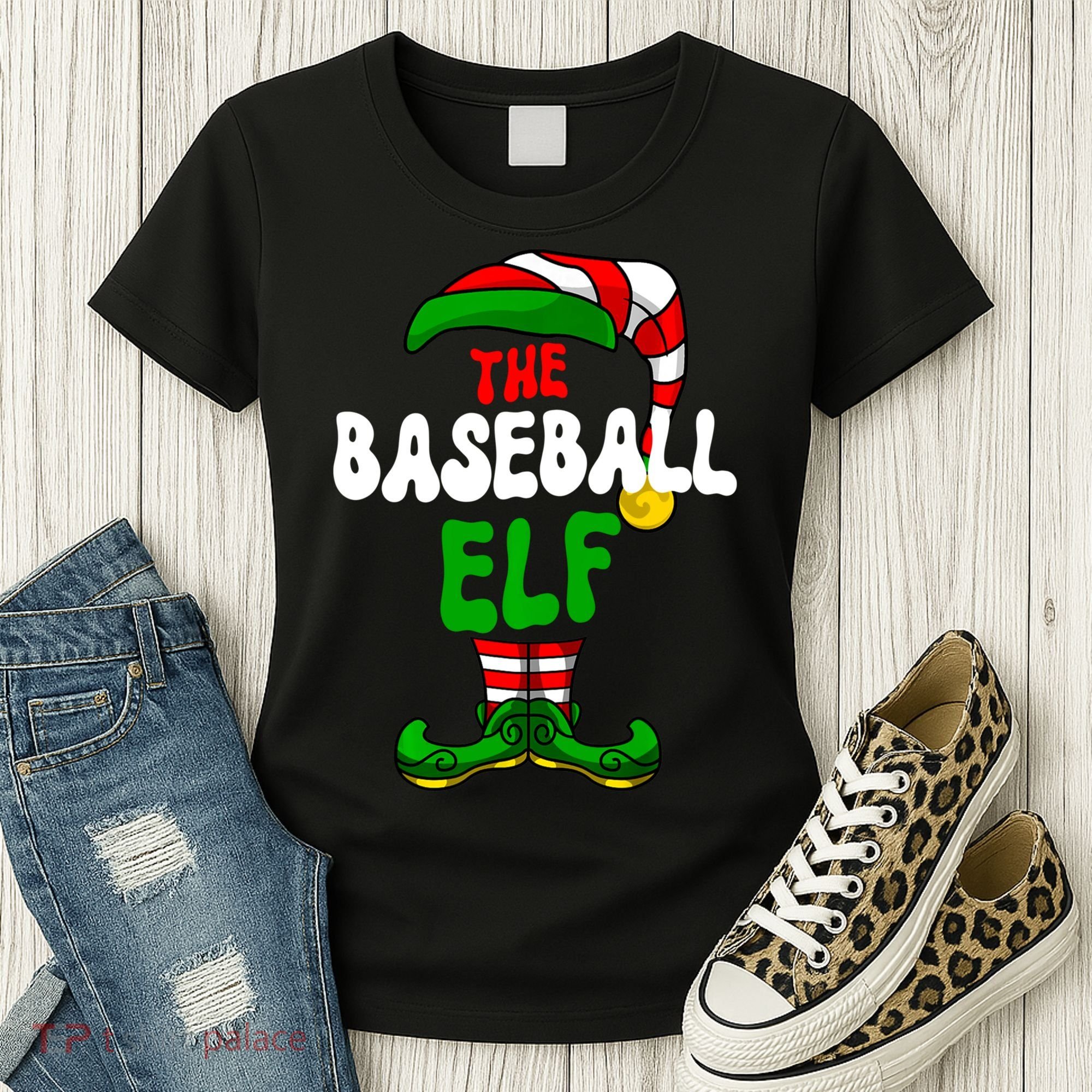 Baseball Elf Pajama Matching Group Christmas Holiday Women's T-Shirt