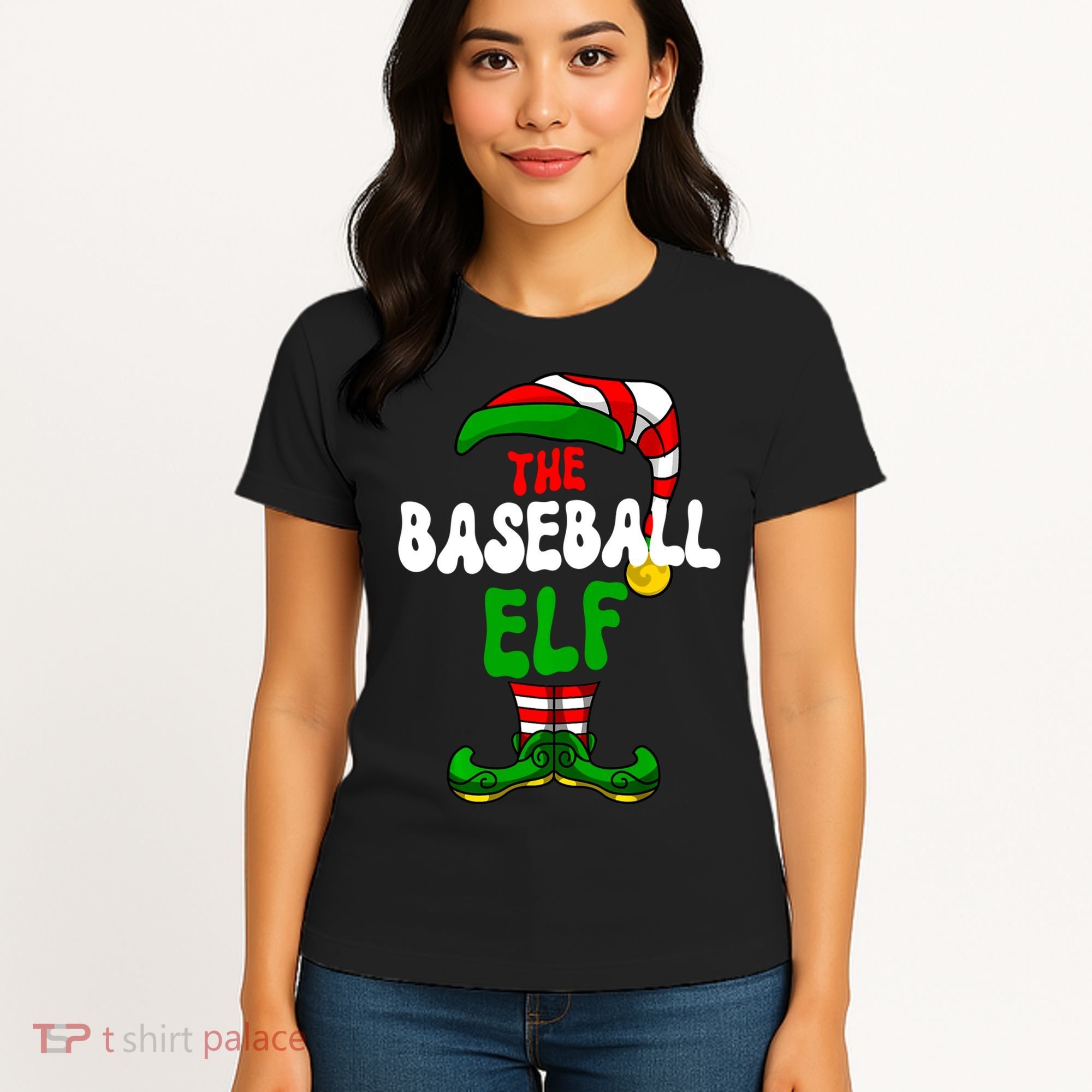 Baseball Elf Pajama Matching Group Christmas Holiday Women's T-Shirt