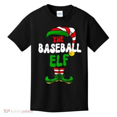 Baseball Elf Pajama Matching Group Christmas Holiday Kids T-Shirt
