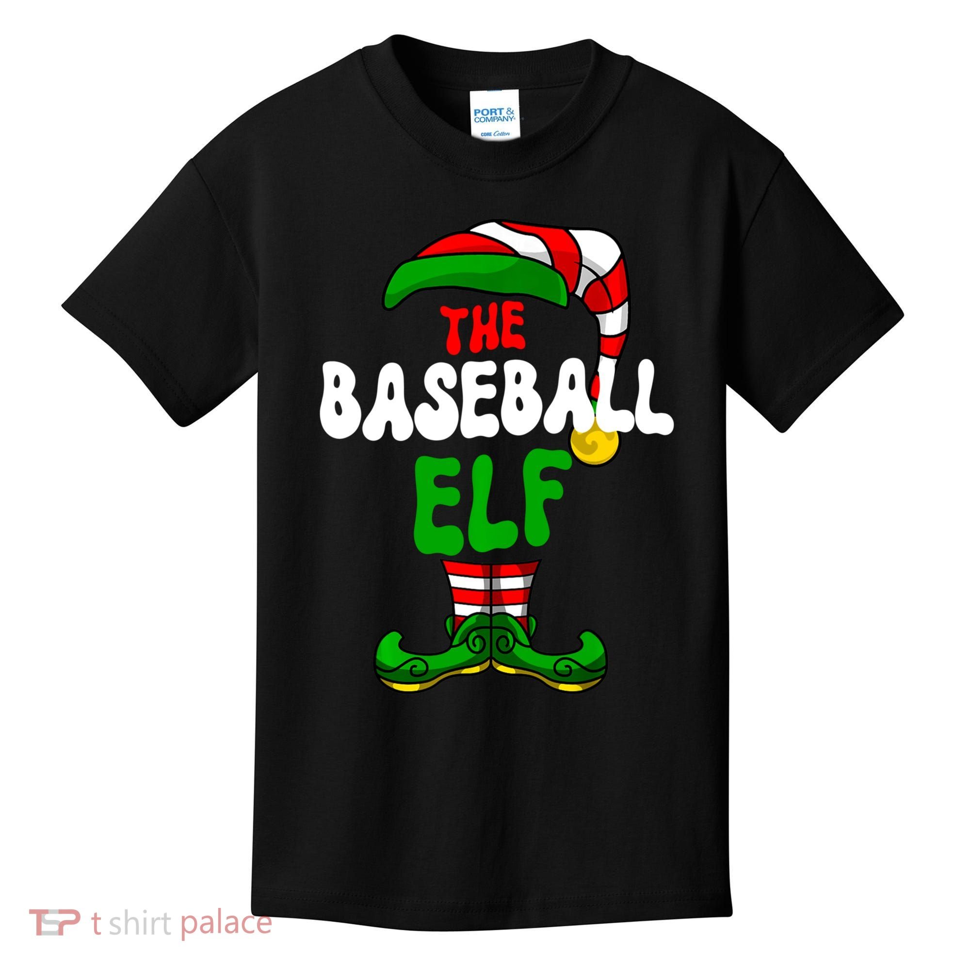 Baseball Elf Pajama Matching Group Christmas Holiday Kids T-Shirt