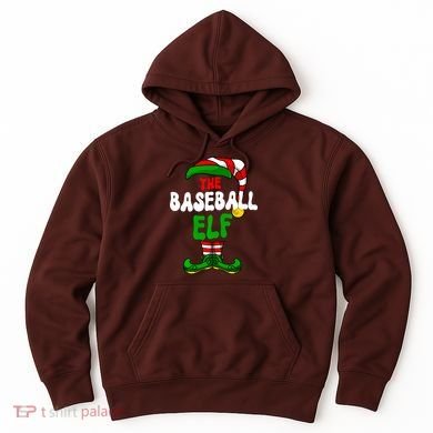 Baseball Elf Pajama Matching Group Christmas Holiday Hoodie