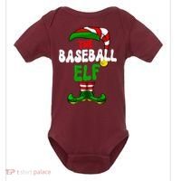 Baseball Elf Pajama Matching Group Christmas Holiday Baby Bodysuit thumb 0