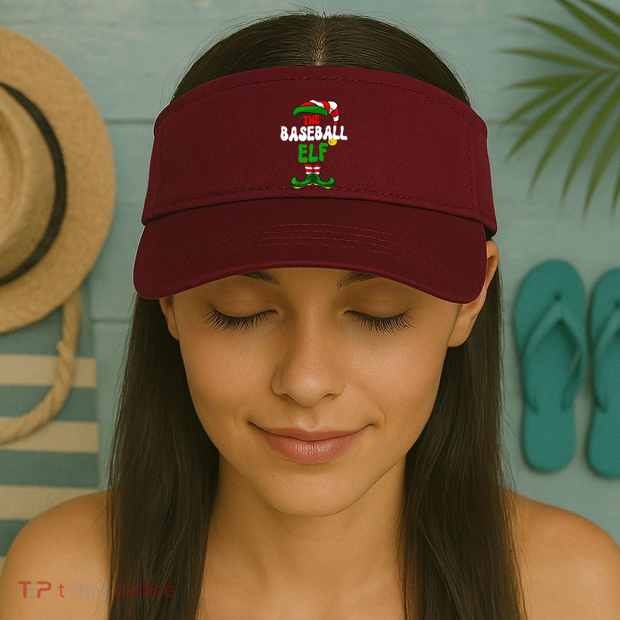 Baseball Elf Pajama Matching Group Christmas Holiday Visor