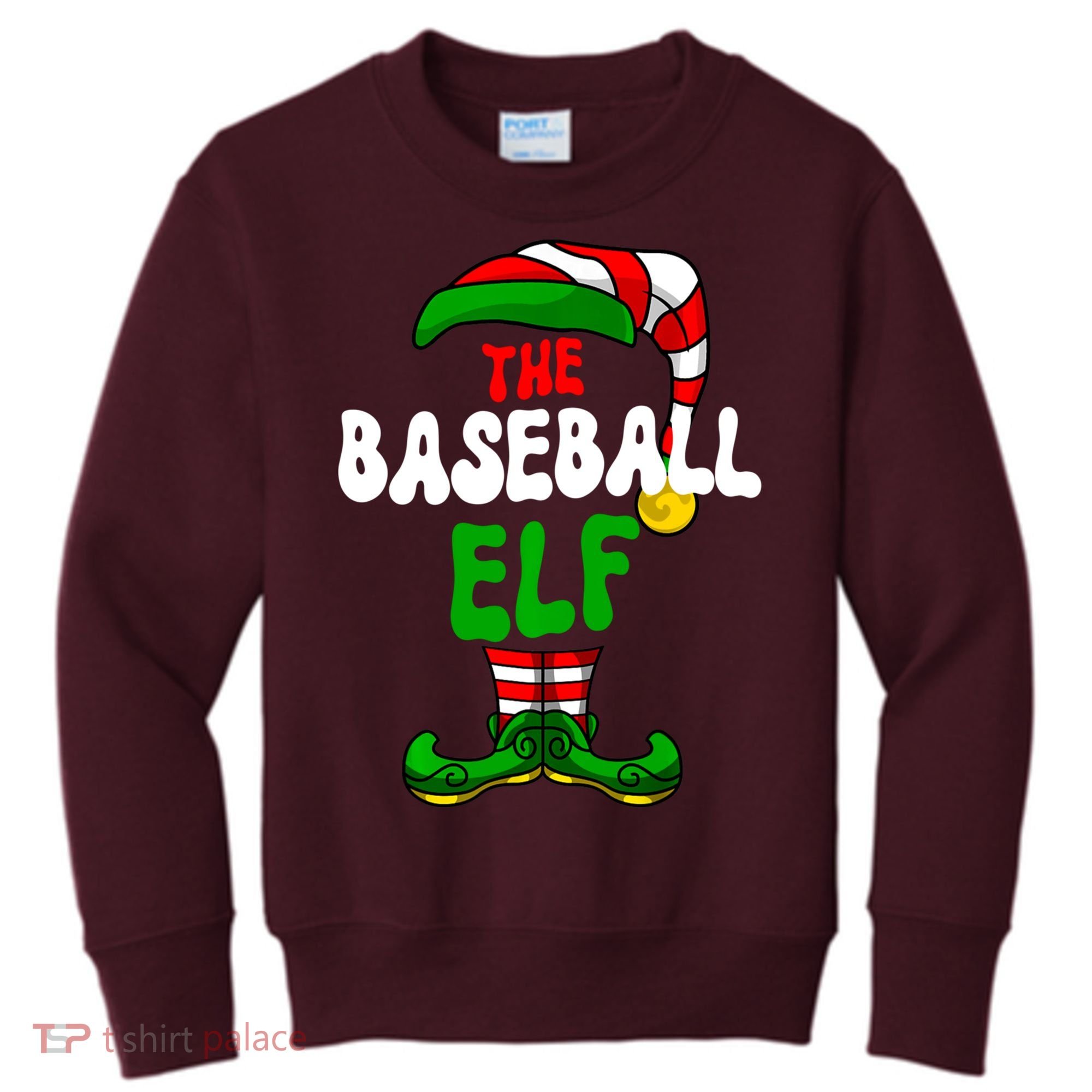Baseball Elf Pajama Matching Group Christmas Holiday Kids Sweatshirt