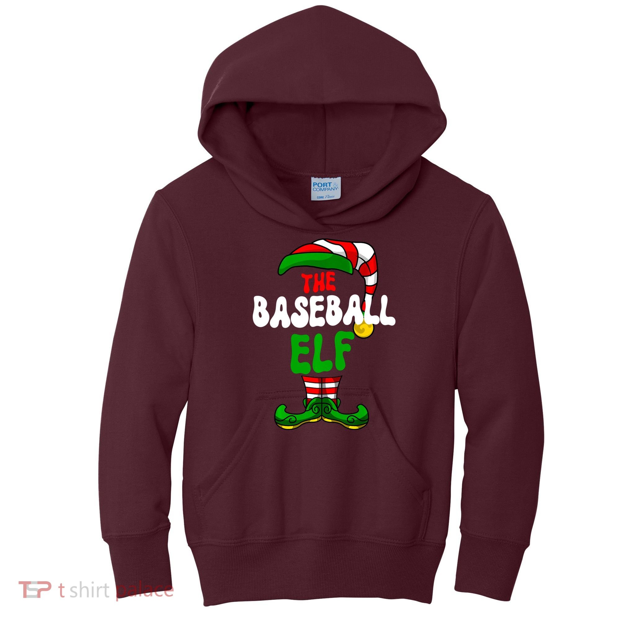 Baseball Elf Pajama Matching Group Christmas Holiday Kids Hoodie