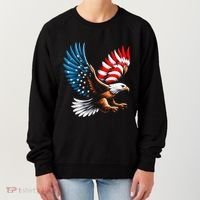 Bald Eagle & Patriotic American Flag 4th Of July Women's Sweatshirt thumb 0