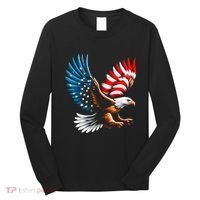 Bald Eagle & Patriotic American Flag 4th Of July Long Sleeve Shirt thumb 0