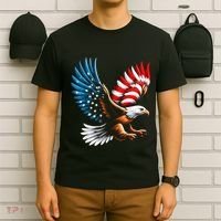 Bald Eagle & Patriotic American Flag 4th Of July T-Shirt thumb 6