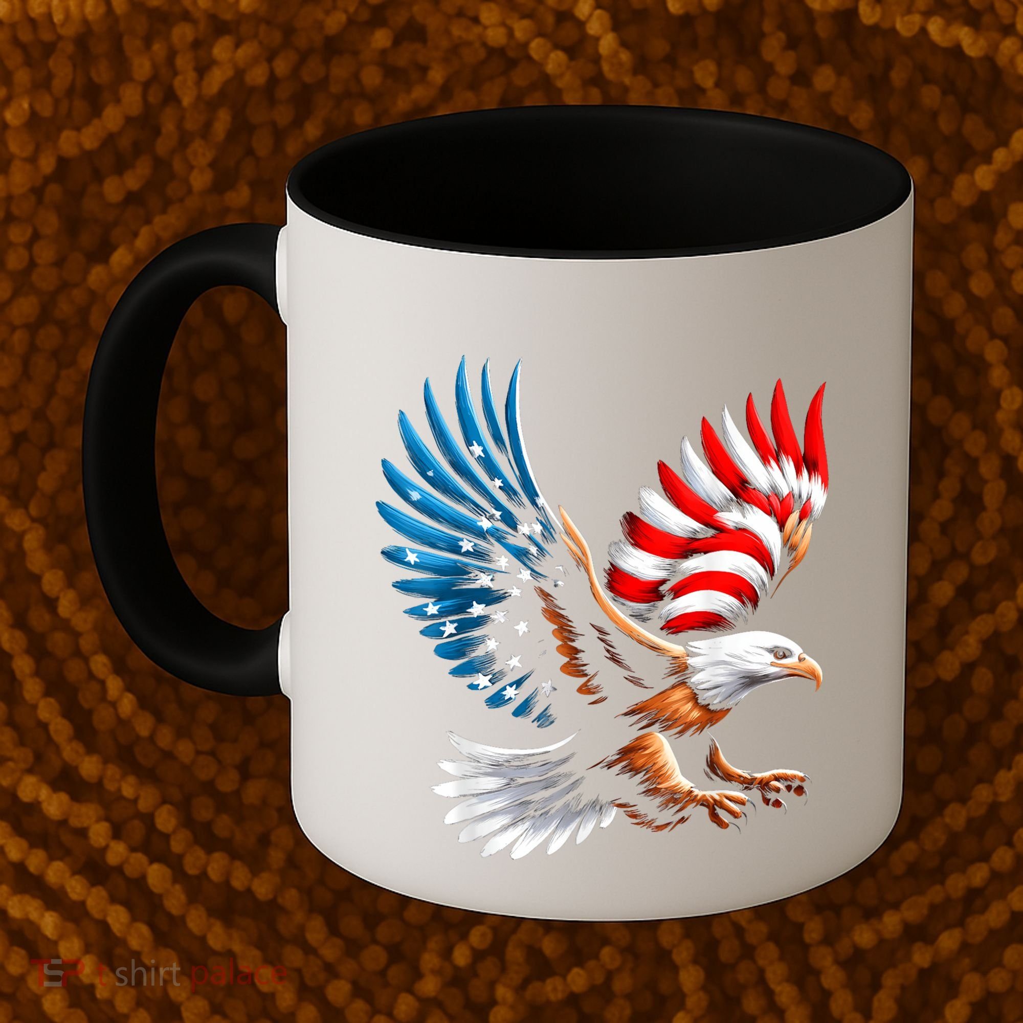 Bald Eagle & Patriotic American Flag 4th Of July Coffee Mug