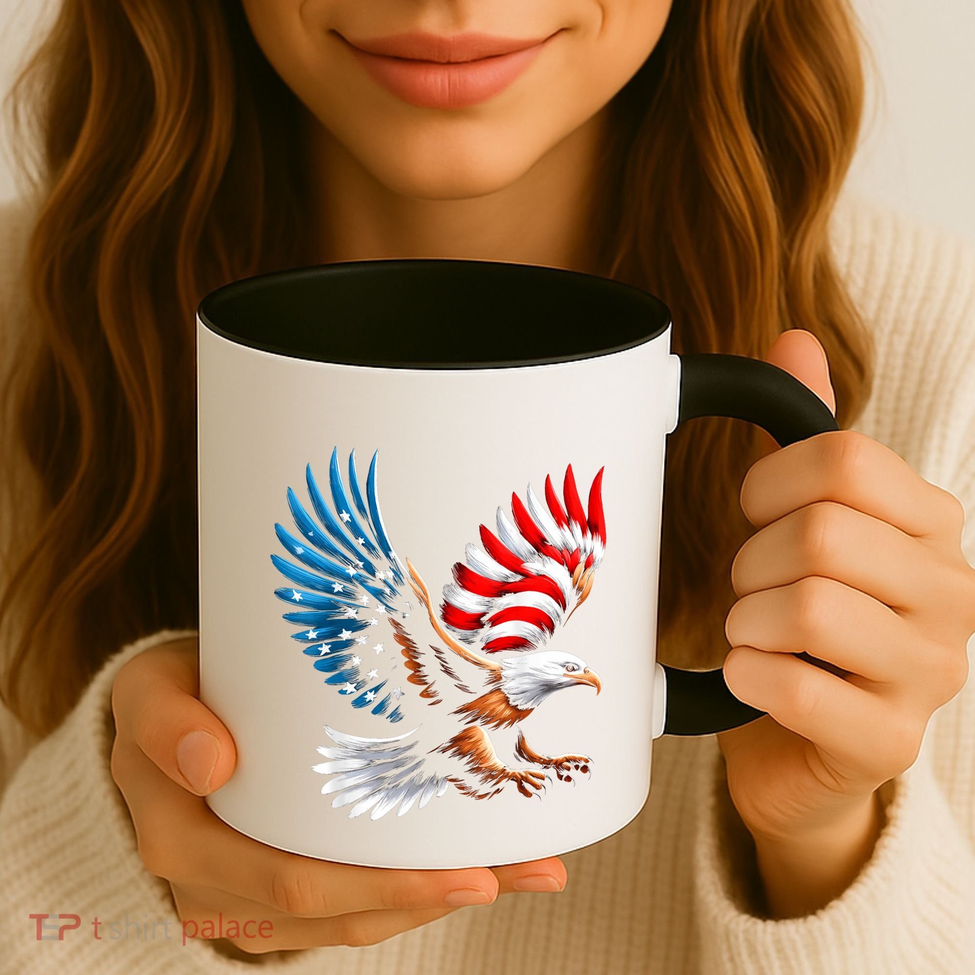 Bald Eagle & Patriotic American Flag 4th Of July Coffee Mug
