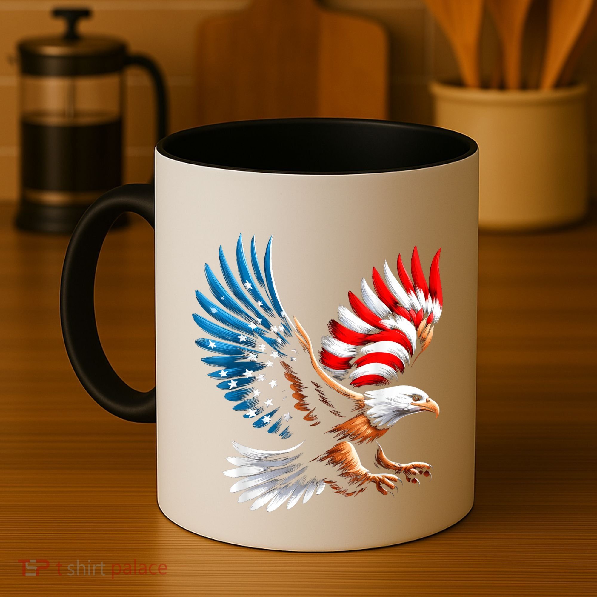 Bald Eagle & Patriotic American Flag 4th Of July Coffee Mug