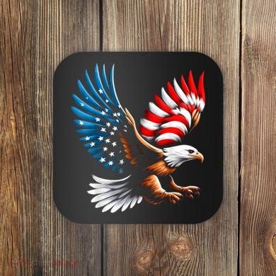 Bald Eagle & Patriotic American Flag 4th Of July Coaster