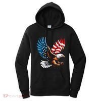 Bald Eagle & Patriotic American Flag 4th Of July Women's Hoodie thumb 0