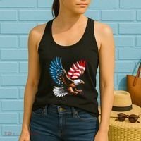 Bald Eagle & Patriotic American Flag 4th Of July Women's Tank Top thumb 2