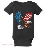 Bald Eagle & Patriotic American Flag 4th Of July Baby Bodysuit thumb 0