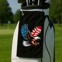 Bald Eagle & Patriotic American Flag 4th Of July Golf Towel thumb 2