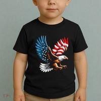 Bald Eagle & Patriotic American Flag 4th Of July Toddler T-Shirt thumb 2