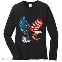Bald Eagle & Patriotic American Flag 4th Of July Women's Long Sleeve Shirt thumb 0
