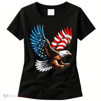 Bald Eagle & Patriotic American Flag 4th Of July Women's T-Shirt