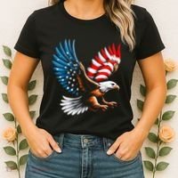 Bald Eagle & Patriotic American Flag 4th Of July Women's T-Shirt thumb 2