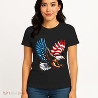 Bald Eagle & Patriotic American Flag 4th Of July Women's T-Shirt thumb 4