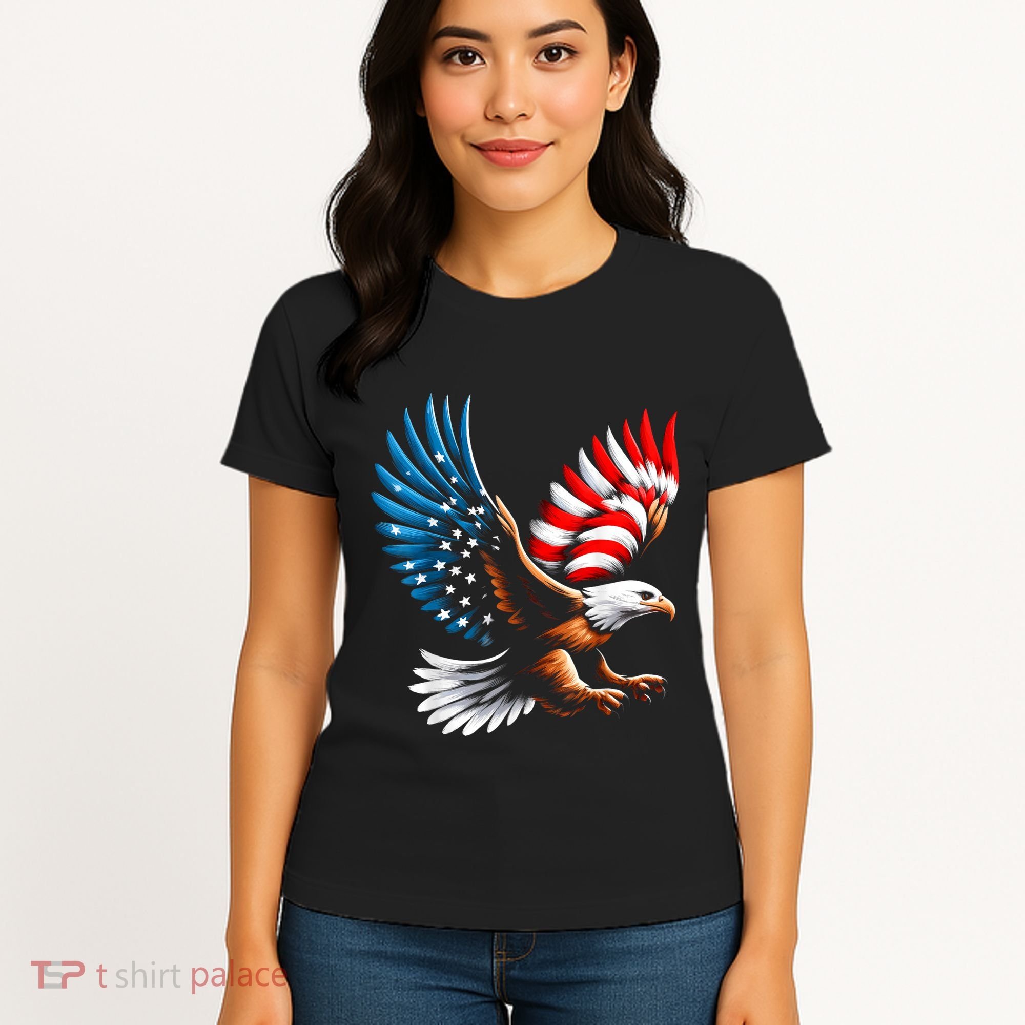Bald Eagle & Patriotic American Flag 4th Of July Women's T-Shirt