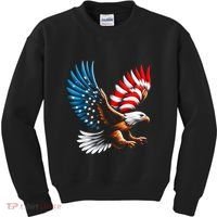 Bald Eagle & Patriotic American Flag 4th Of July Kids Sweatshirt thumb 0
