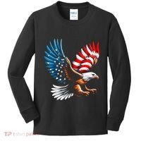 Bald Eagle & Patriotic American Flag 4th Of July Kids Long Sleeve Shirt thumb 0