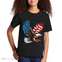 Bald Eagle & Patriotic American Flag 4th Of July Kids T-Shirt thumb 2