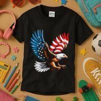 Bald Eagle & Patriotic American Flag 4th Of July Kids T-Shirt thumb 3