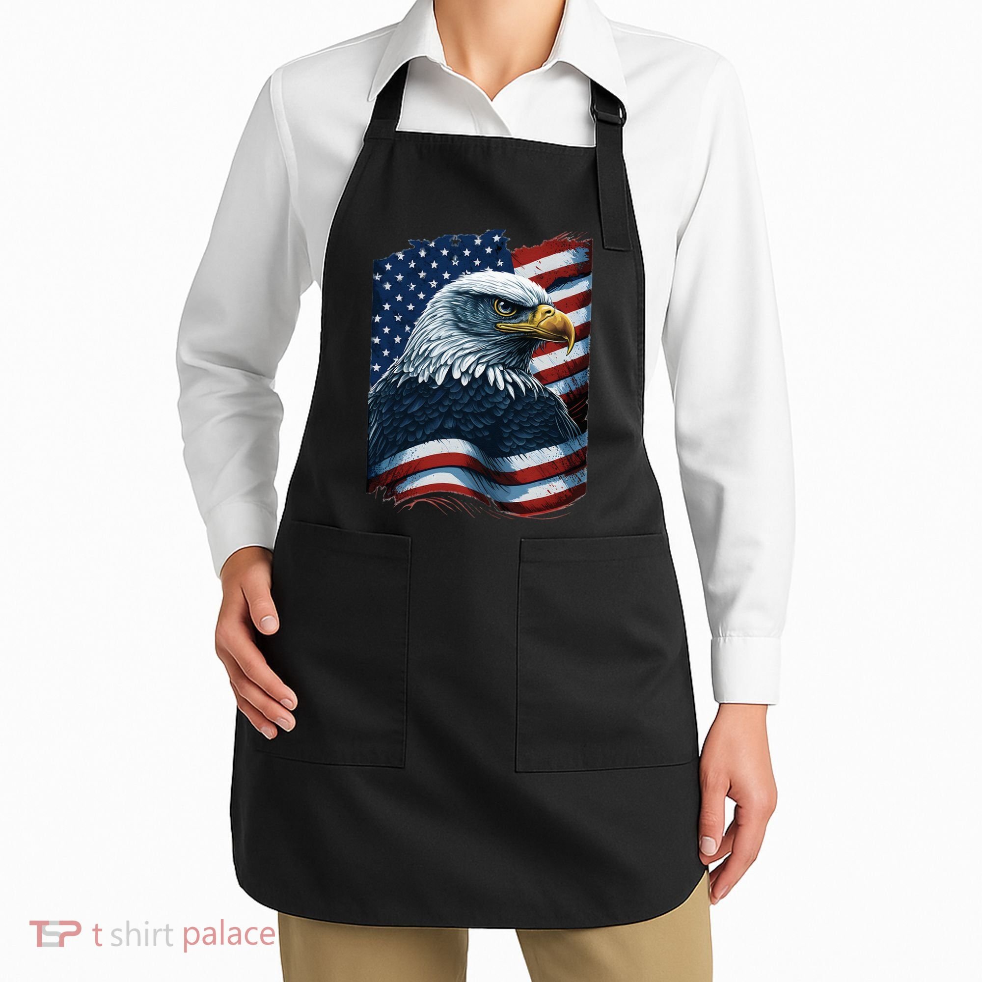 Bald Eagle Proud Patriotic American US Flag 4th Of July Apron